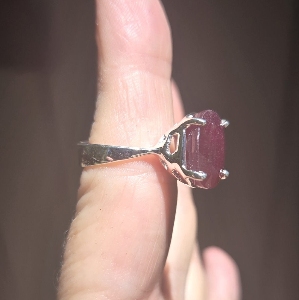Ruby 5k sterling ring sz7.25 - Picture 4 of 9